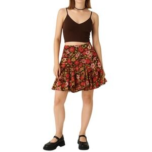 CONTEXT‎ 100% Silk Floral Skirt Size 2 Ruffle Beaded Romantic Flowy Y2K Feminine